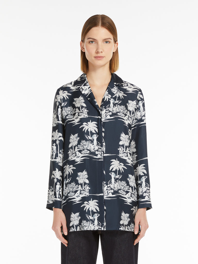 max mara printed silk pyjama shirt