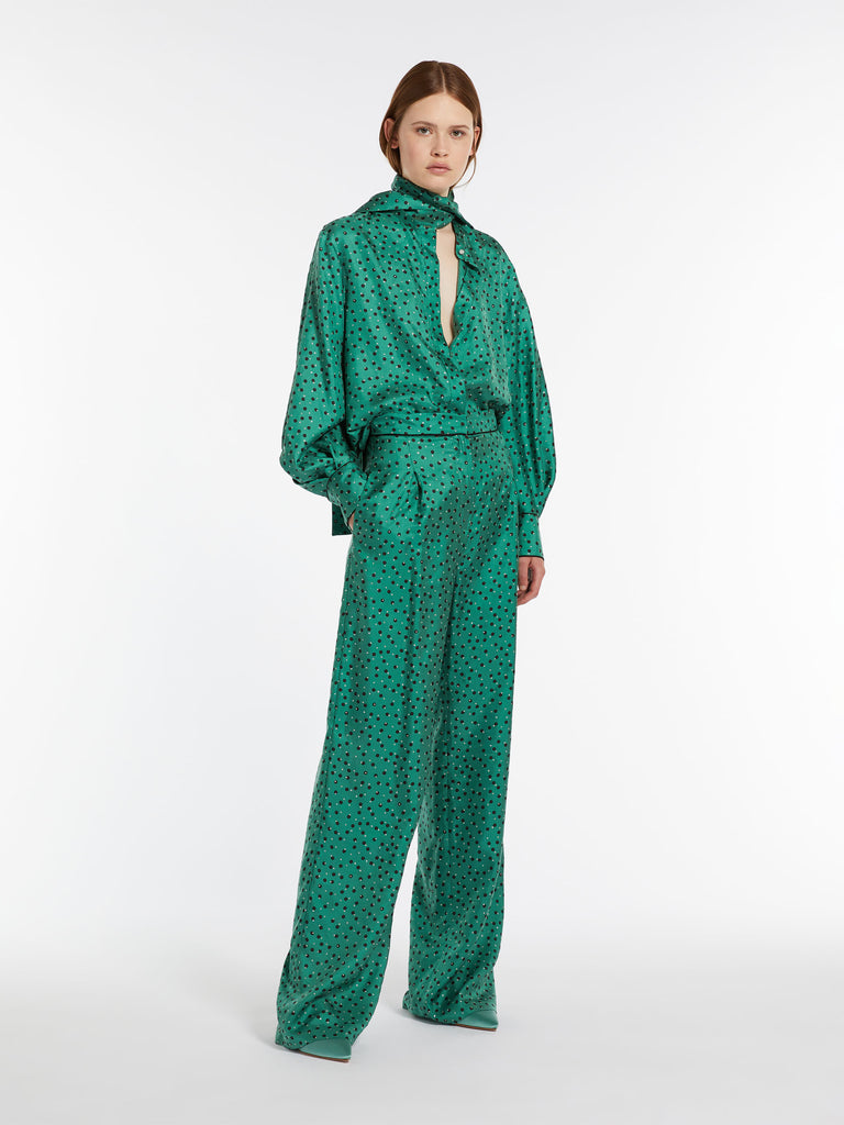 Silk blouse with collar sash