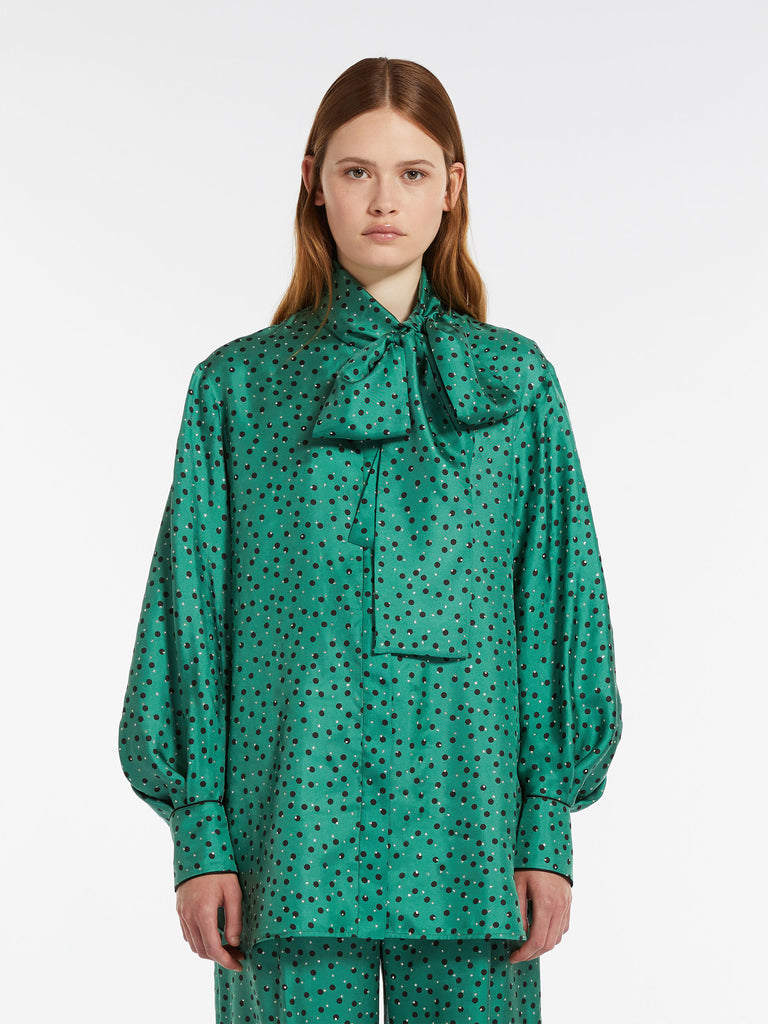 Silk blouse with collar sash