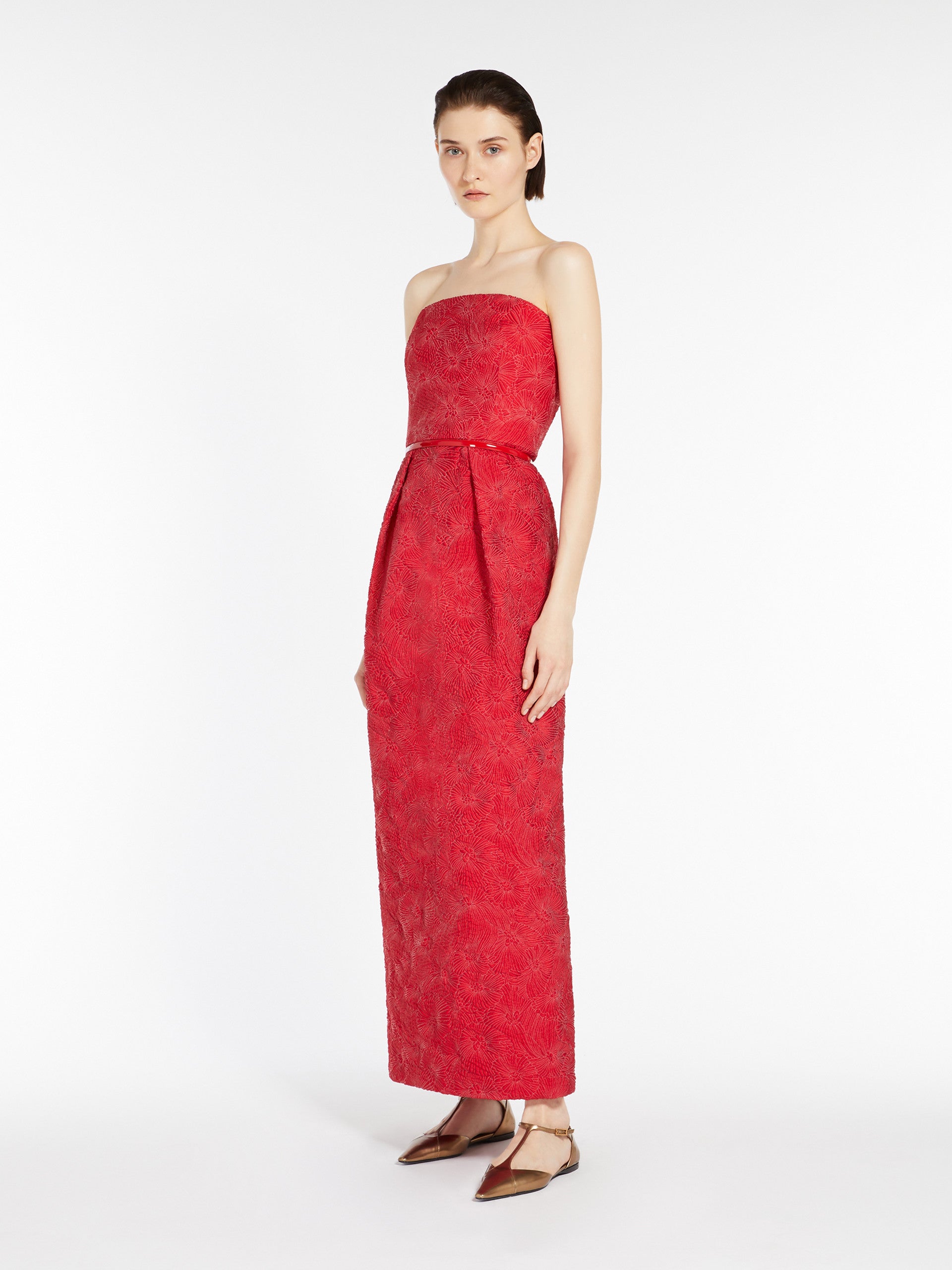 Cloqué Bustier Dress for Women - Red - Max Mara UAE