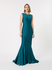 Long Envers Satin Dress for Women - Oil - Max Mara UAE
