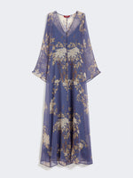 Printed Silk Kaftan Dress for Women - Navy - Max Mara UAE