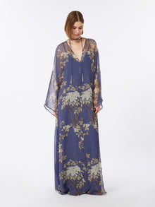 Printed Silk Kaftan Dress for Women - Navy - Max Mara UAE