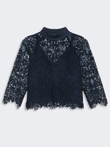 Macramé Lace Blouse for Women - Midnightblue - Max Mara UAE