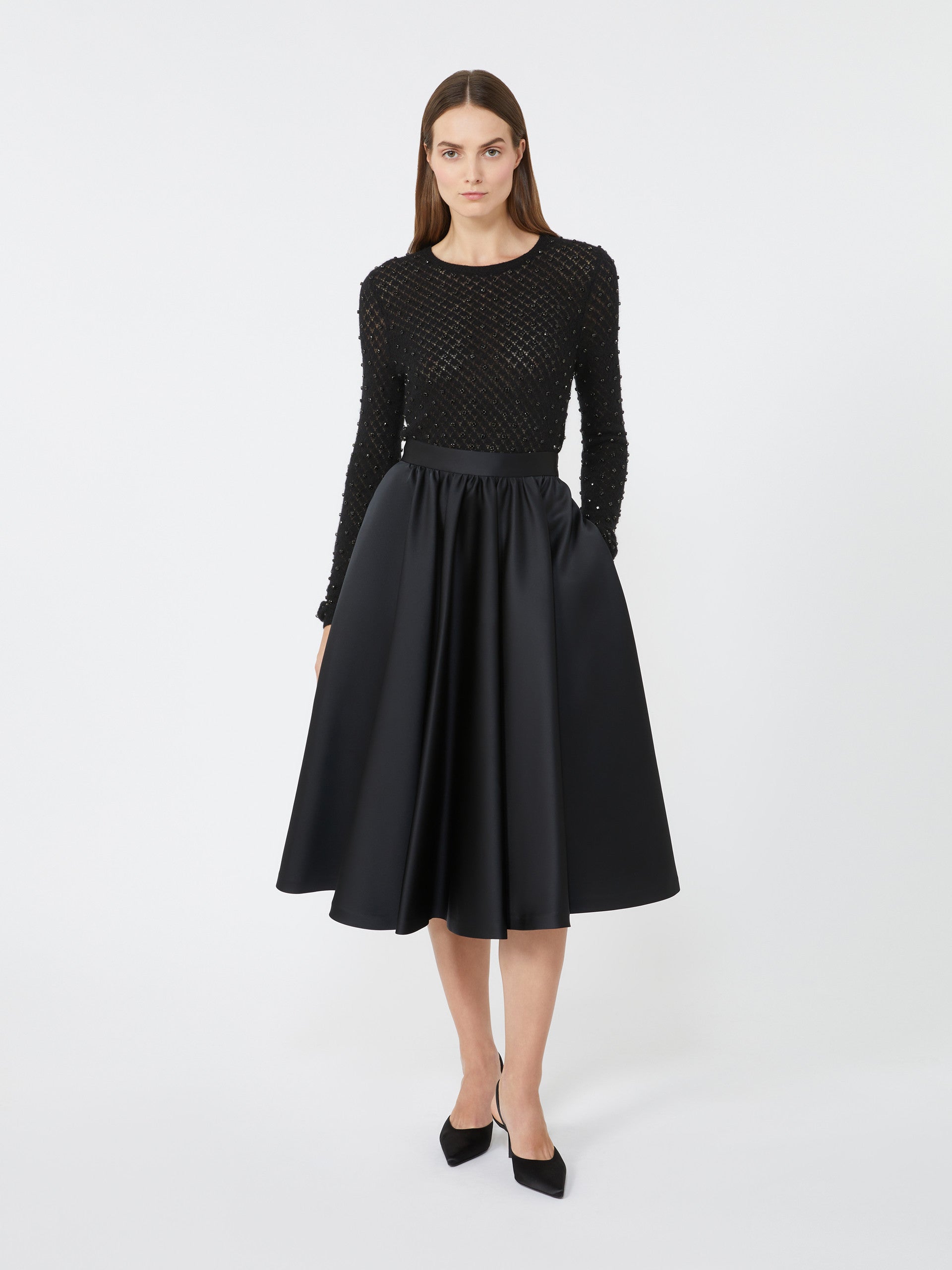 Embroidered Wool And Mohair Yarn Sweater for Women - Black - Max Mara UAE