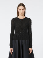 Embroidered Wool And Mohair Yarn Sweater for Women - Black - Max Mara UAE