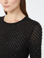 Embroidered Wool And Mohair Yarn Sweater for Women - Black - Max Mara UAE