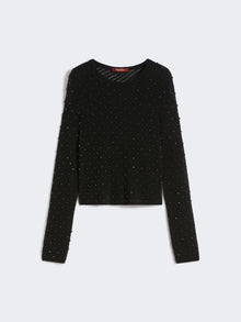 Embroidered Wool And Mohair Yarn Sweater for Women - Black - Max Mara UAE