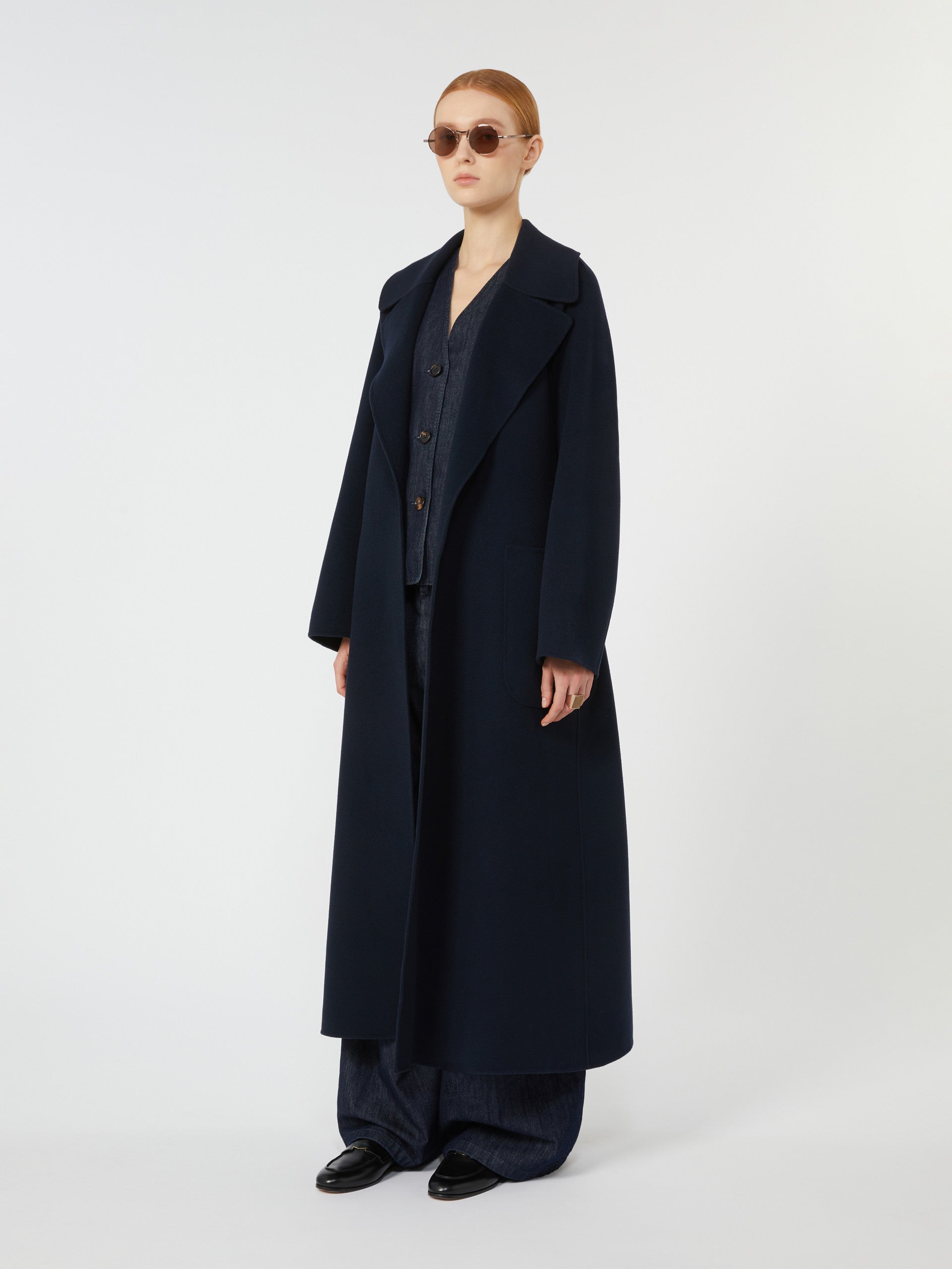 Wool Robe Coat for Women - Midnightblue - Max Mara UAE