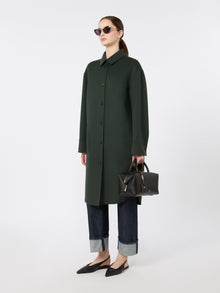Wool Drap Midi Coat for Women - Dark Green - Max Mara UAE