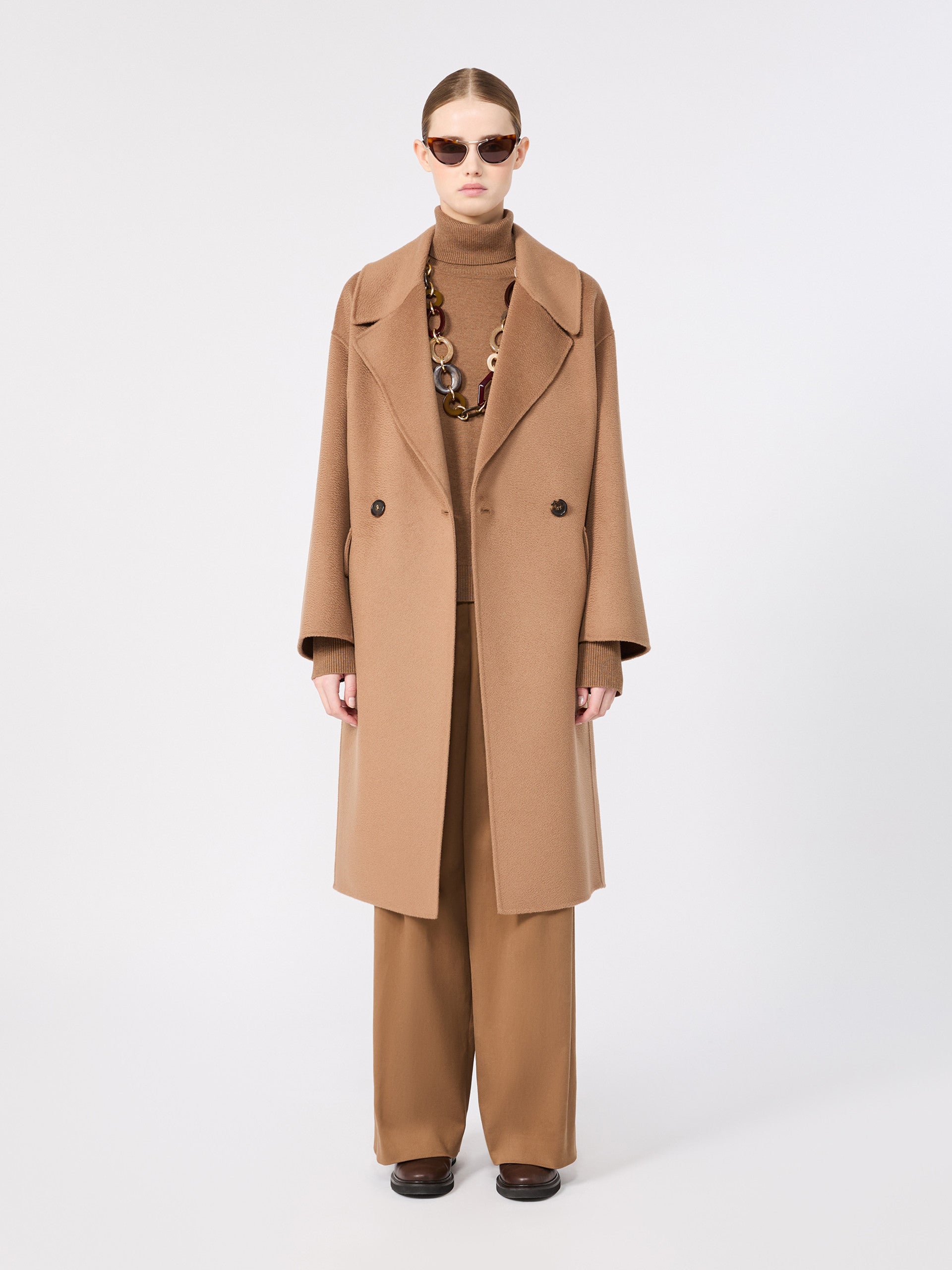 max mara double-breasted wool and cashmere coat for women