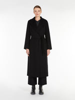 Wool Drap Wrap Coat for Women - Black - Max Mara UAE