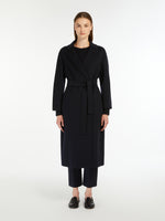 Wool Broadcloth Midi Coat for Women - Midnightblue - Max Mara UAE