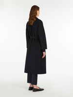 Wool Broadcloth Midi Coat for Women - Midnightblue - Max Mara UAE