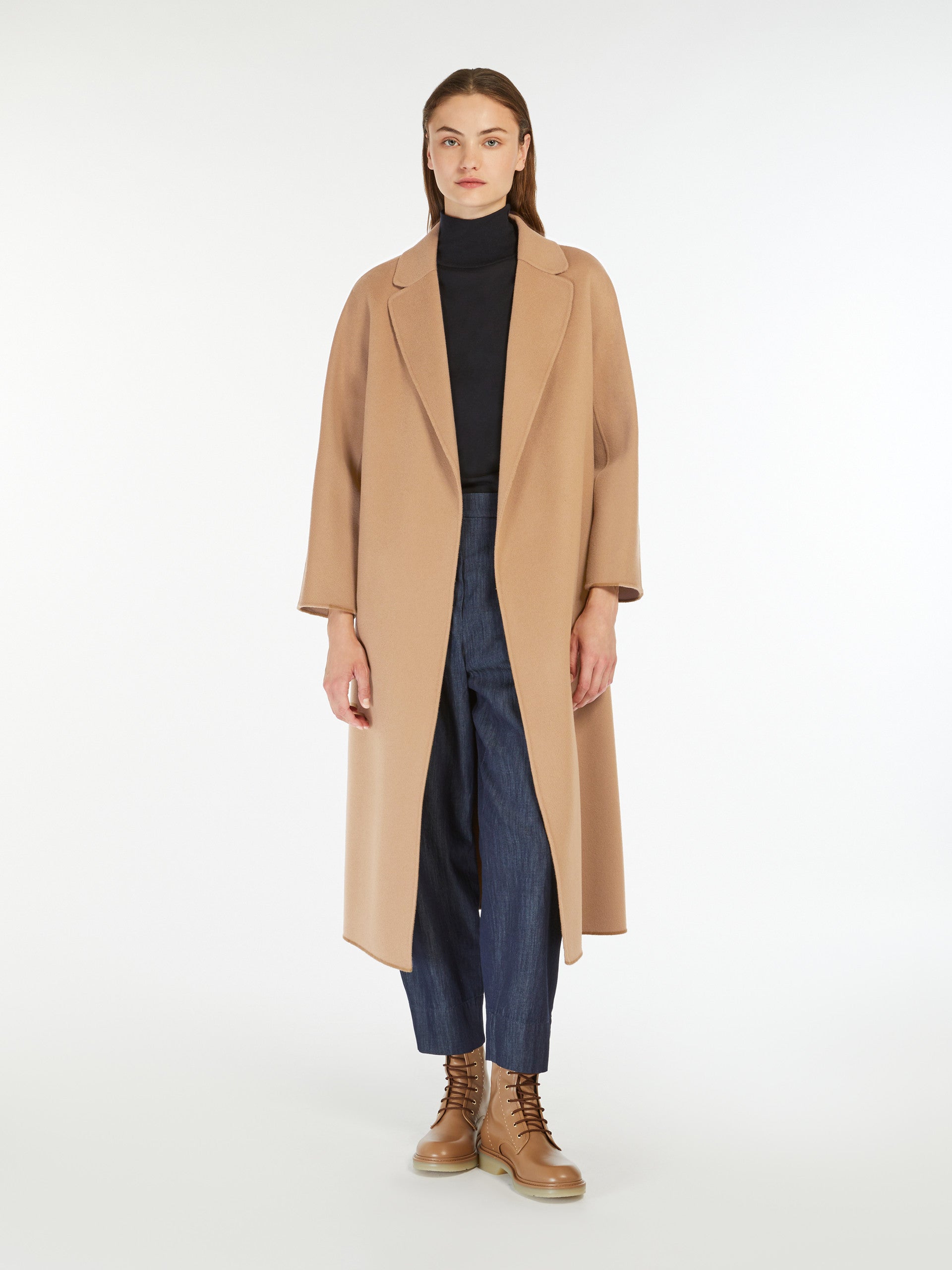 Wool Broadcloth Midi Coat for Women - Camel - Max Mara UAE