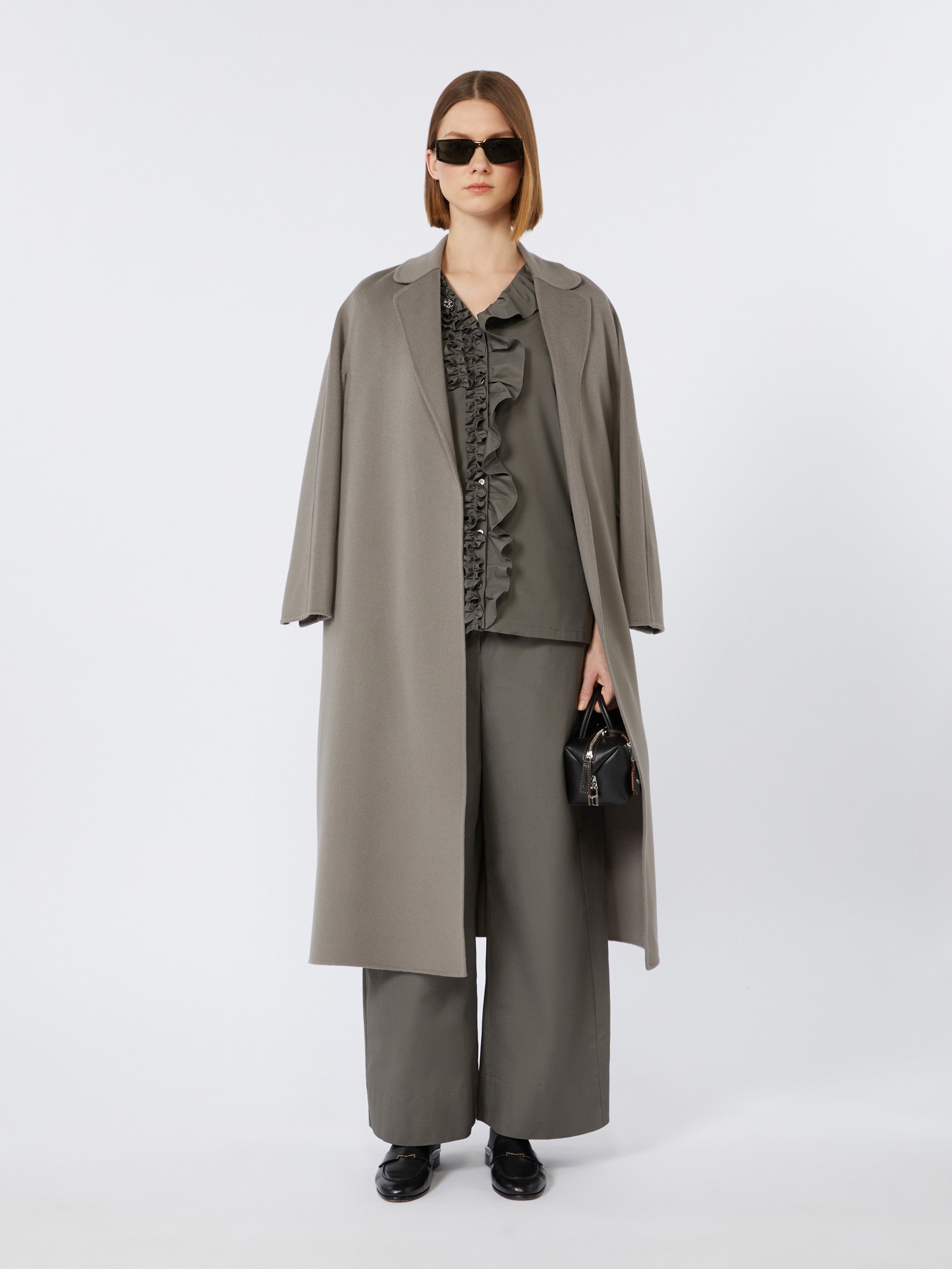 Wool Broadcloth Midi Coat for Women - Medium Grey - Max Mara UAE