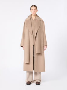 Double Wool And Cashmere Robe Coat for Women - Clay - Max Mara UAE