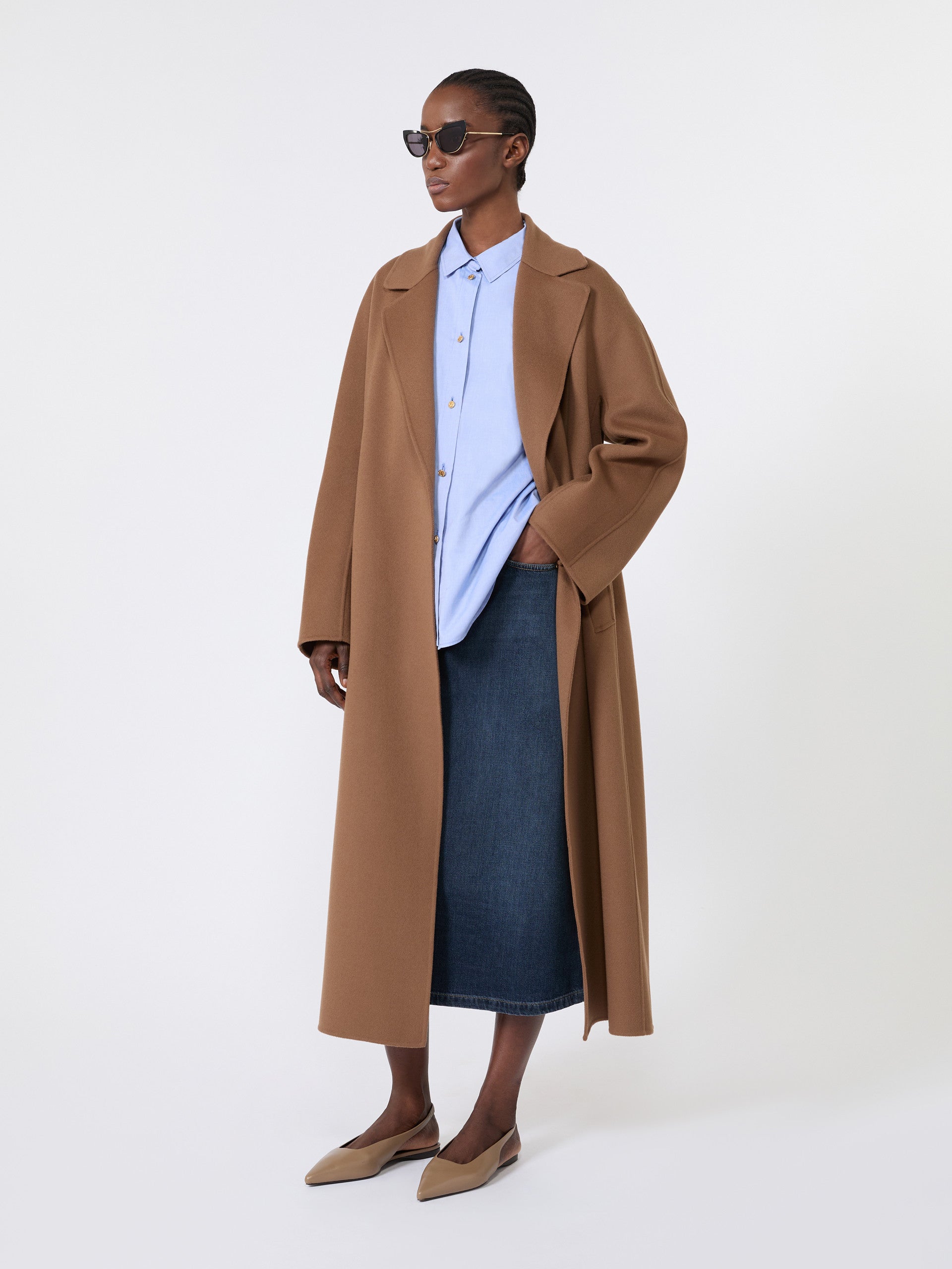 max mara long wool drap wrap coat for women