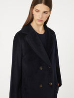Double-Breasted Wool And Alpaca Coat for Women - Midnightblue - Max Mara UAE