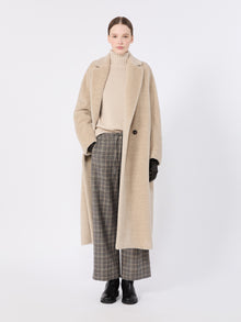 Double-Breasted Alpaca And Wool Coat for Women - Albino - Max Mara UAE