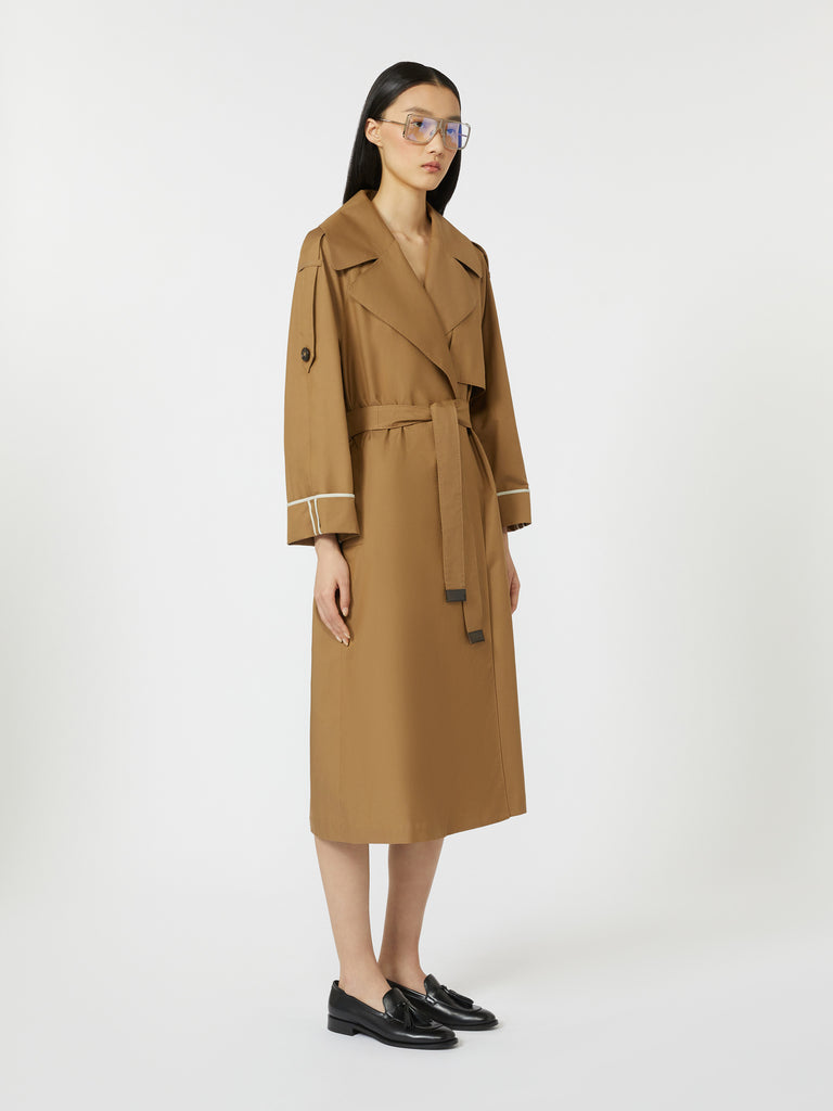 Oversized water-repellent twill trench coat