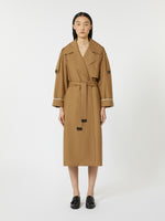 Oversized water-repellent twill trench coat