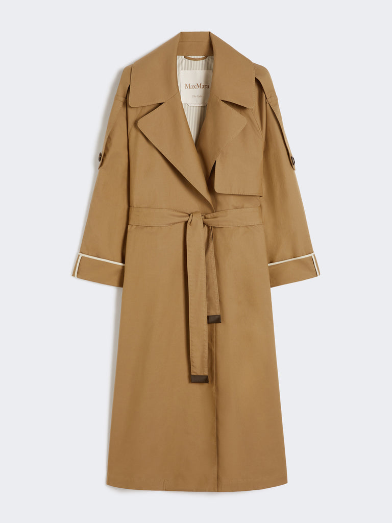 Oversized water-repellent twill trench coat