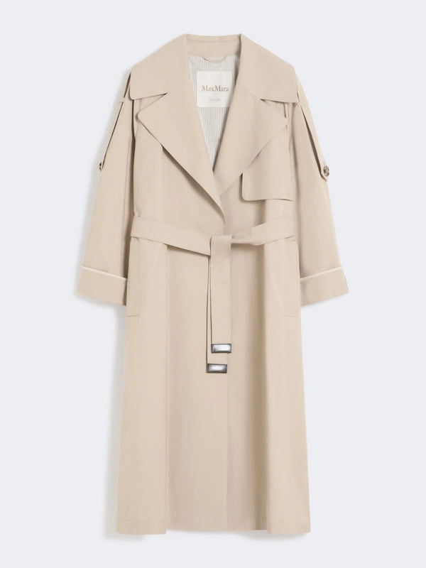 Oversized water-repellent twill trench coat