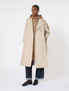 Oversized Water-Repellent Twill Trench Coat for Women - Sand - Max Mara UAE