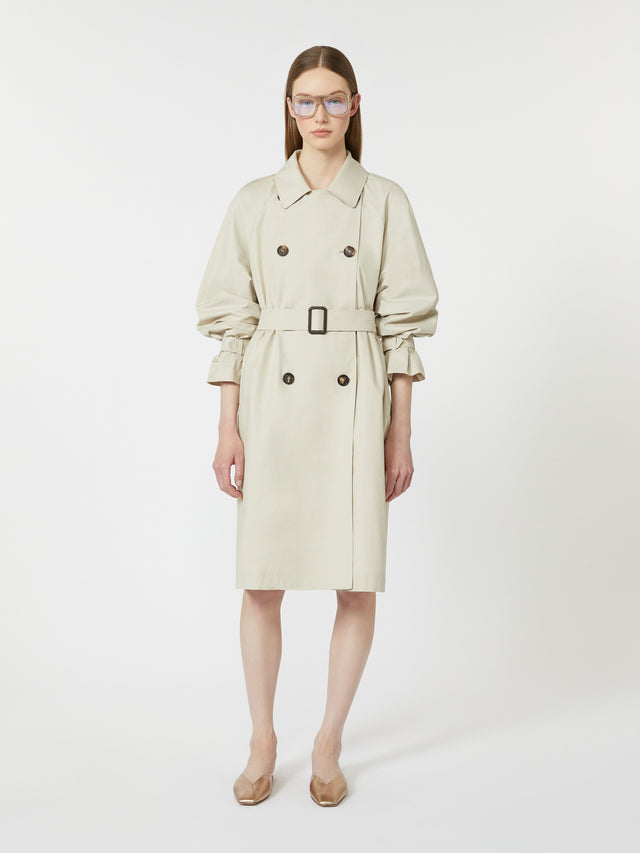 max mara double-breasted water-repellent twill trench coat for women