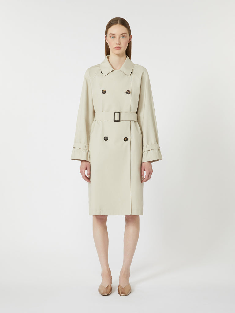 Double-breasted water-repellent twill trench coat