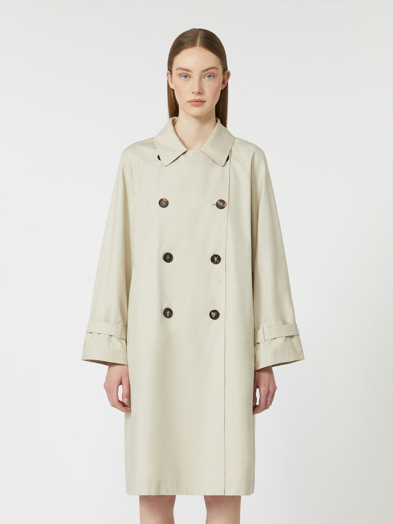 Double-breasted water-repellent twill trench coat