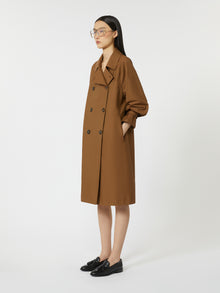 Double-breasted water-repellent twill trench coat