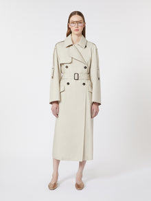 Wide Water-Repellent Twill Trench Coat for Women - Natural - Max Mara UAE