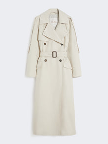 Wide Water-Repellent Twill Trench Coat for Women - Natural - Max Mara UAE