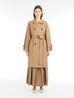 Water-Repellent Twill Midi Trench Coat for Women - Camel - Max Mara UAE