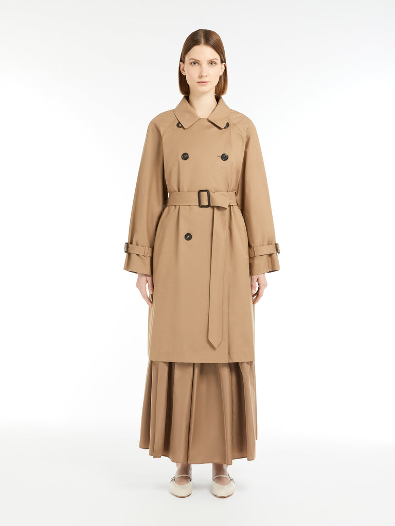 max mara water-repellent twill midi trench coat