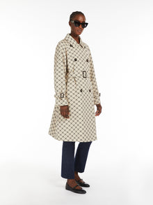 Double-Breasted Trench Coat In Water-Repellent Jacquard for Women - Black - Max Mara UAE