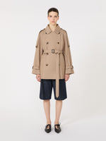 Short Double-Breasted Trench Coat In Water-Repellent Cotton Twill for Women - Camel - Max Mara UAE