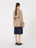 Short Double-Breasted Trench Coat In Water-Repellent Cotton Twill for Women - Camel - Max Mara UAE