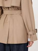 Short Double-Breasted Trench Coat In Water-Repellent Cotton Twill for Women - Camel - Max Mara UAE