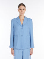 Single-Breasted Linen Jacket for Women - Light Blue - Max Mara UAE