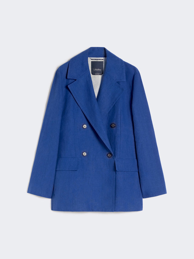max mara double-breasted linen canvas jacket for women