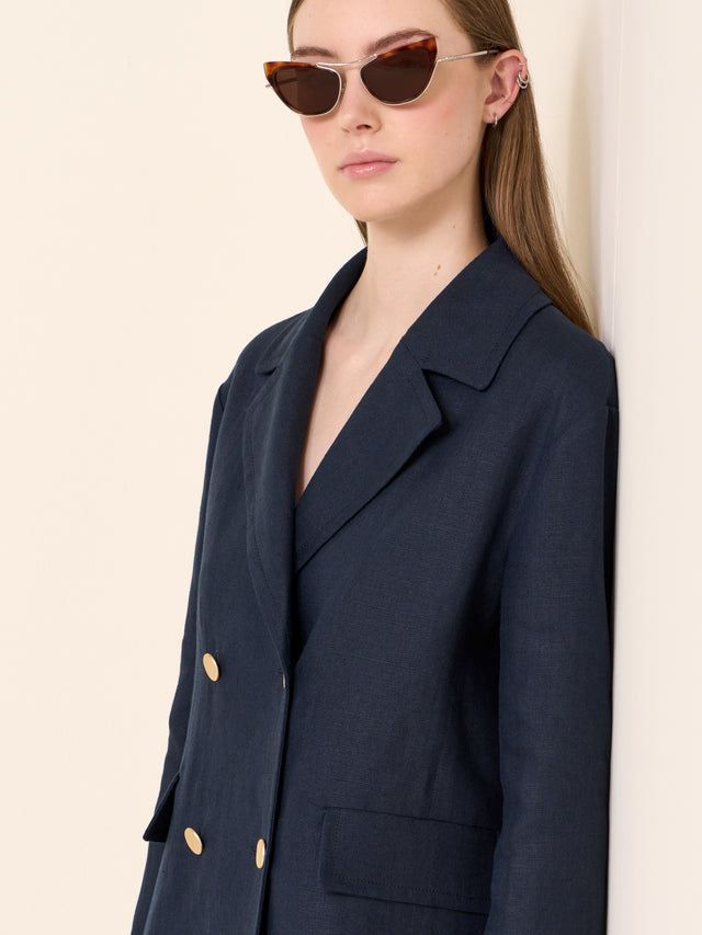 max mara double-breasted linen jacket for women