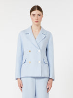 Double-Breasted Linen Jacket for Women - Light Blue - Max Mara UAE