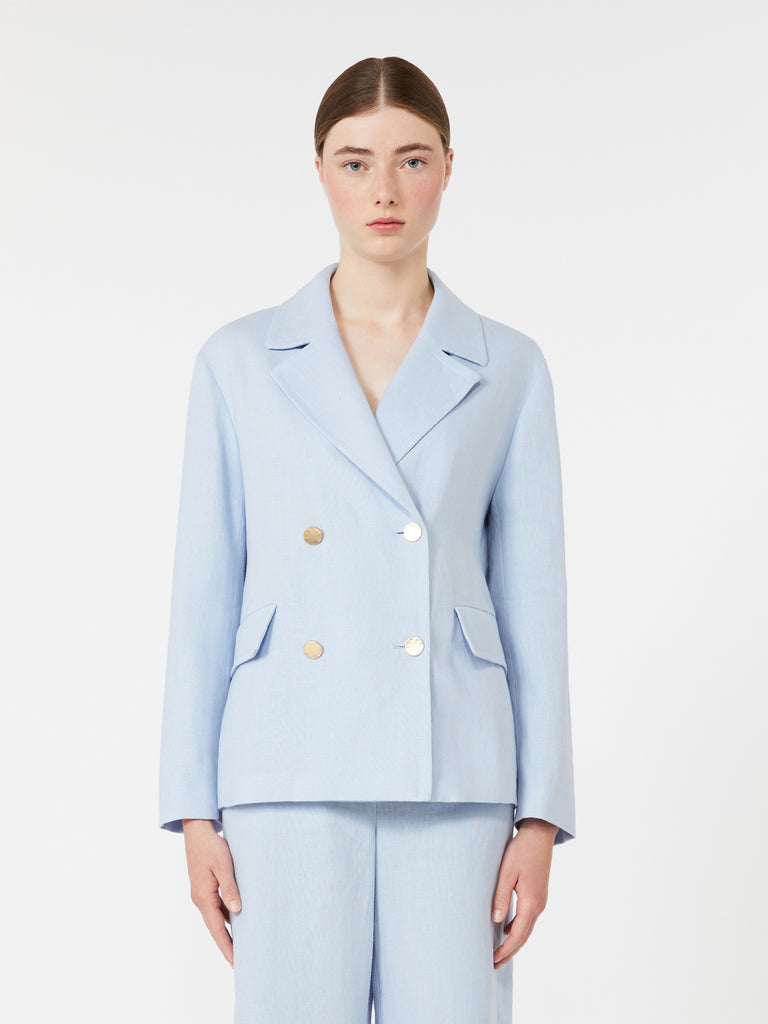 max mara double-breasted linen jacket