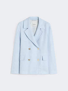 Double-Breasted Linen Jacket for Women - Light Blue - Max Mara UAE