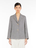 Houndstooth Cotton And Linen Jacket for Women - Navy - Max Mara UAE