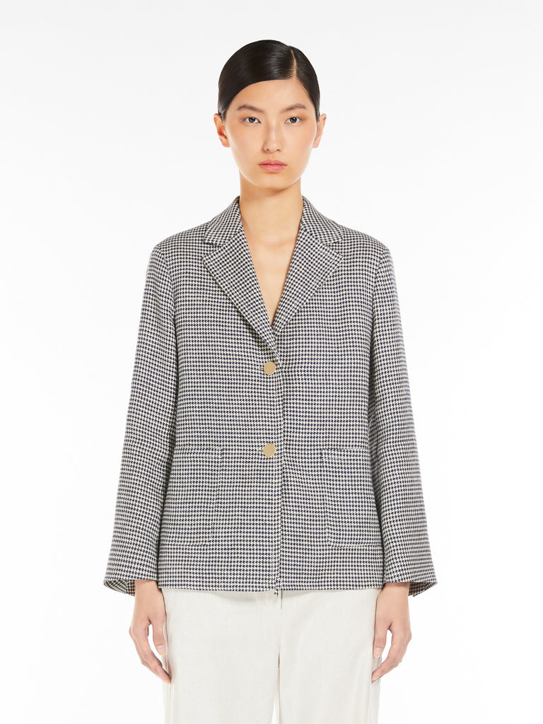 max mara houndstooth cotton and linen jacket