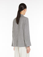 Houndstooth Cotton And Linen Jacket for Women - Navy - Max Mara UAE
